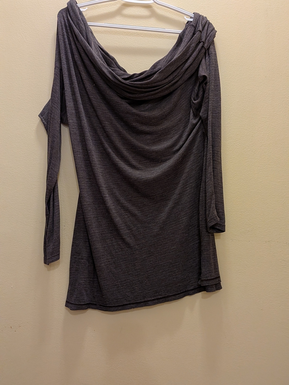White House Black Market Charcoal Draped Cowl Neck Long Sleeve Tunic